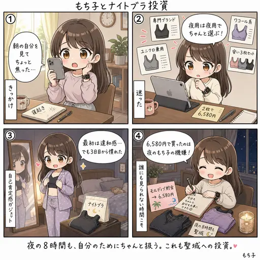 ナイトブラは20代OLにこそ必要だった。寝てる8時間も聖域への投資にした話(4コマ漫画)