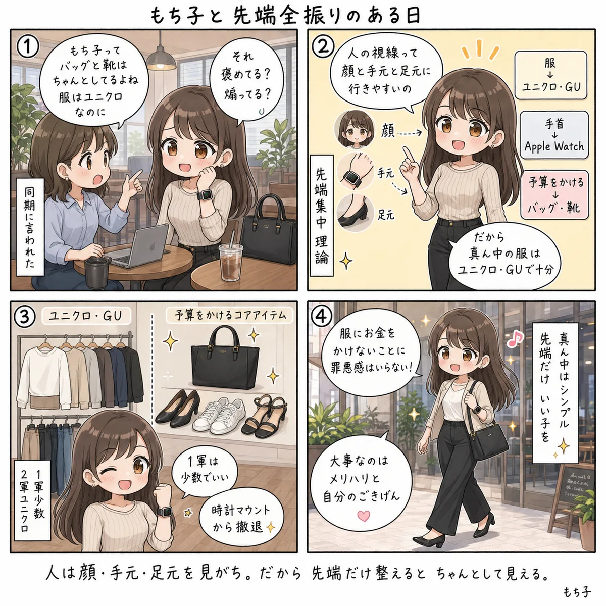 もち子の先端全振り理論(4コマ)