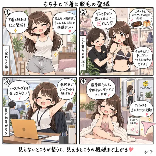 下着と脱毛の全記録。誰にも見せない場所ほど、ちゃんとしておくと機嫌がいい(4コマ漫画)